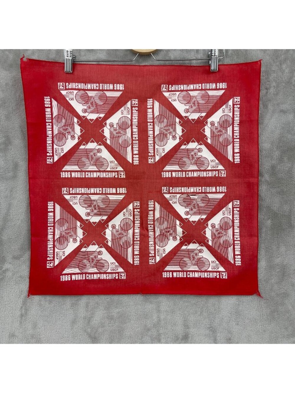 UCI USCF 1986 Vintage World Championship Vintage Bandana Handkerchief Red White